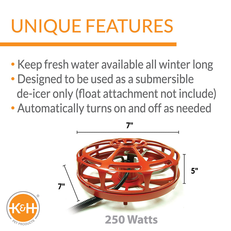 K&H Pet Products Submersible Ultimate Pail & Bucket Deicer Red 250 Watts - BeesActive Australia
