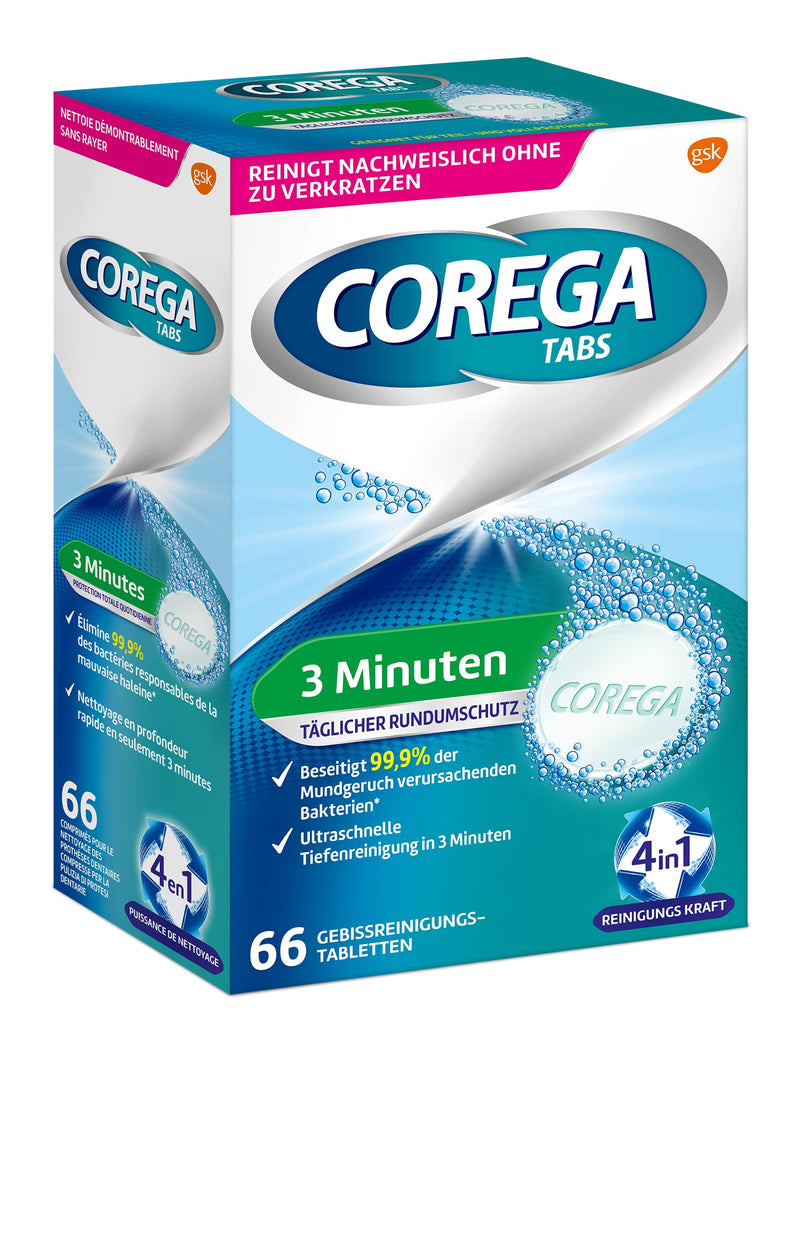 Corega Rapid Denture/Third Teeth Cleaning Sticks, 1x66 Teething Cleaning Tablets - Cleaning in 3 Minutes - BeesActive Australia