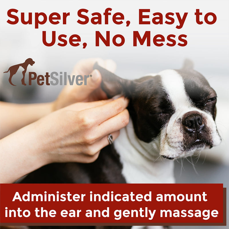 PetSilver Ear Wash Drops with Chelated Silver, Made in USA, Natural Ear Solution, Odorless Formula, Easy to Apply 8 oz - BeesActive Australia