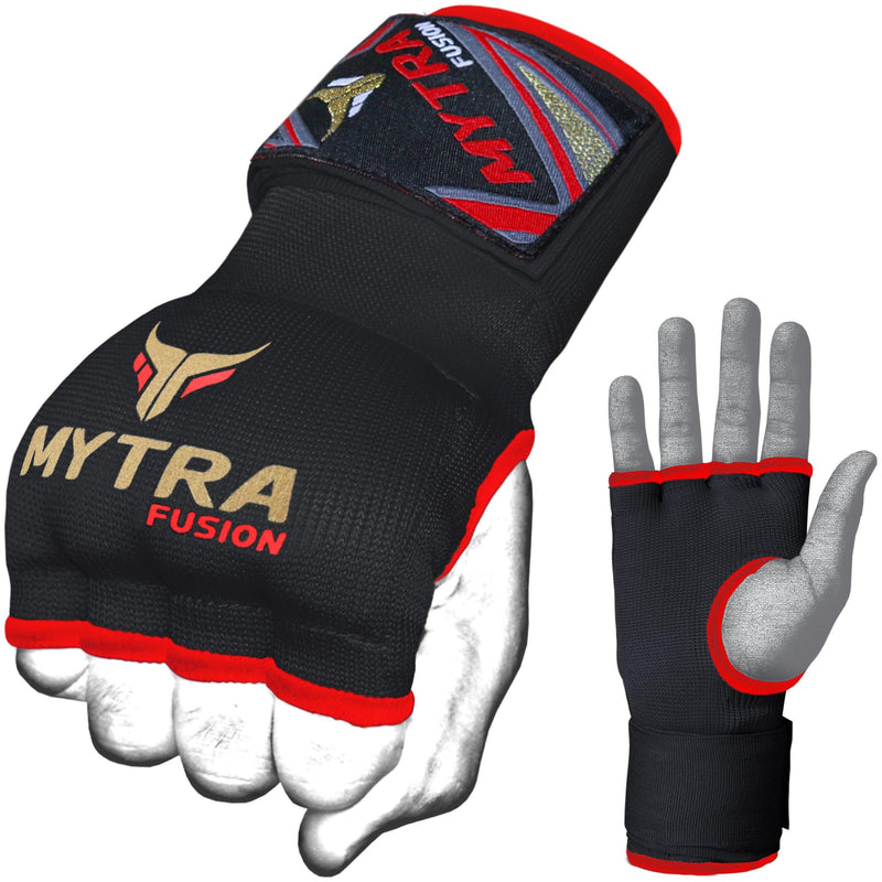 [AUSTRALIA] - Mytra Fusion Kids Hybrid Boxing Inner Gloves Punching Boxing MMA Muay Thai Gym Workout Gel Inner Gloves Black Junior 