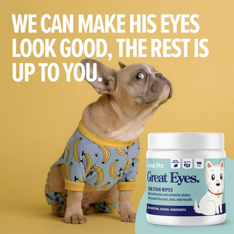 Great Pets - Body Wipes & Eye Tear Stain Remover Wipes for Dogs & Cats - Wash & Clean Eyes, Paws, Skin & Coat, Butt, Excess Hair Waterless Without Soap Eye Wipes - BeesActive Australia
