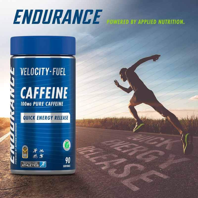 Applied Nutrition | Endurance Caffeine Capsules 100mg - Velocity-Fuel Caffeine, Quick Energy Release, Increase Alertness, Concentration, Boost Endurance Performance, Veggie Capsules, 90 Servings - BeesActive Australia