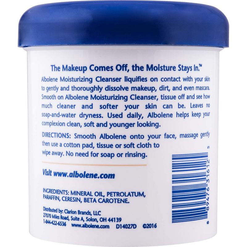 Albolene Moisturizing Cleanser | 3-in-1 Skin Care Product: Makeup Remover, Facial Cleanser and Moisturizer | No Soap or Water Needed | 12 Ounces | Pack of 1 12 Fl Oz (Pack of 1) 12oz Jar - BeesActive Australia