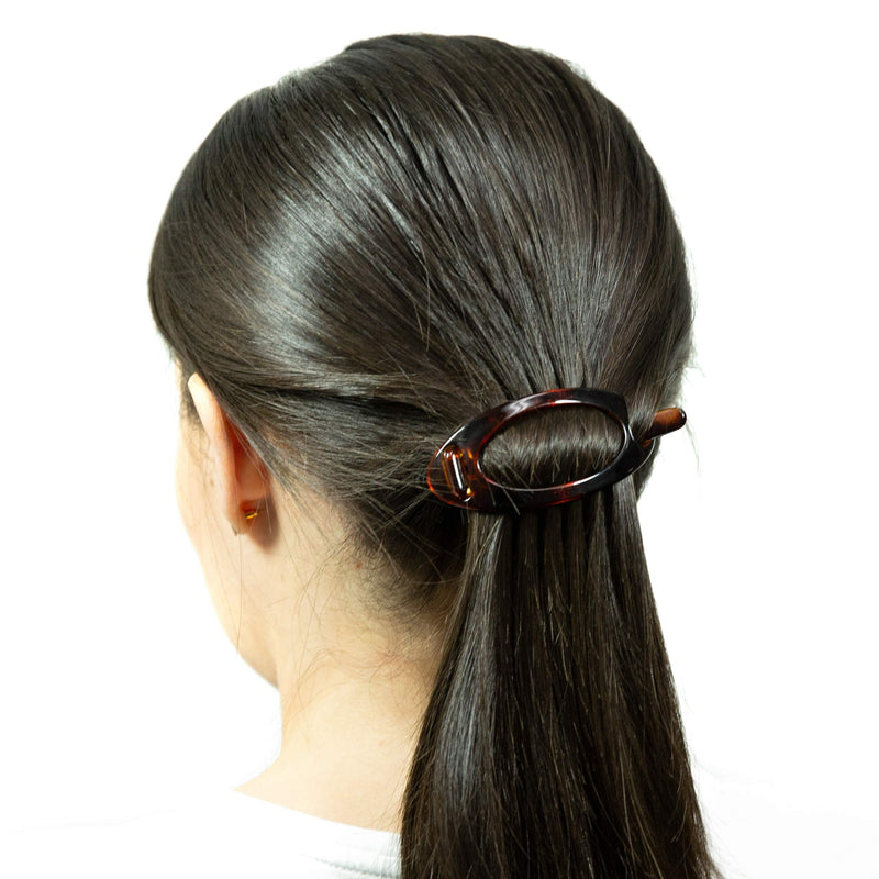 Camila Paris CP2316 French Hair Barrette Clip, Flexible Ponytail Holder No Metal Parts, Strong Hold Grip Hair Clips for Women, No Slip and Durable Styling Girls Hair Accessories, Made in France 3.5 Inch (Pack of 1) Tortoise Shell - BeesActive Australia