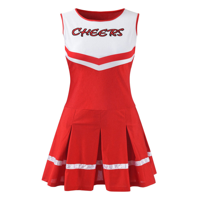 [AUSTRALIA] - Makroyl Women's Musical Uniform Fancy Dress Complete Outfit High School Cheerleader Costume Red X-Large 