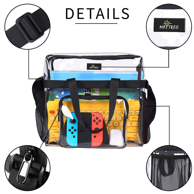 Clear Bag Stadium Approved, Transparent See Through Clear Tote Bag for Work, Sports Games-12 x12 x6 Black-l - BeesActive Australia