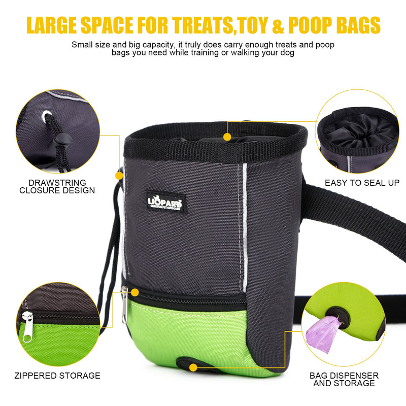 LIOPARD Puppy Small Waterproof Fanny Pack Dog Accessories Large Treat Bags Training Pouch Waist Waste Bags with Dispenser Walking Poop Food Storage Agility Equipment Pet Supplies Toy Belt green - BeesActive Australia