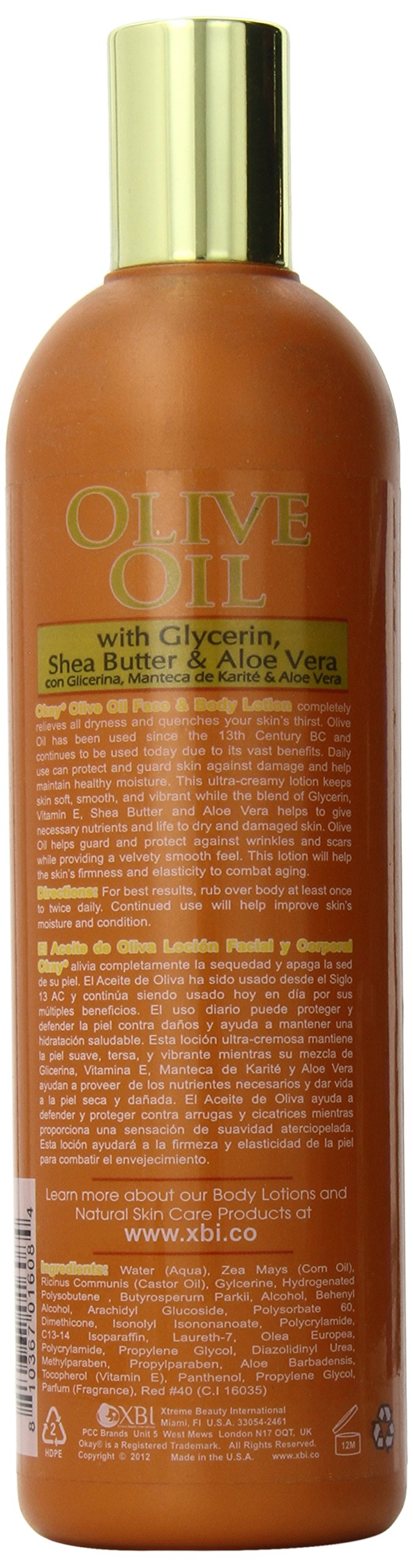 OKAY | Olive Oil Face and Body Lotion | For All Skin Types | With Glycerin, Shea Butter & Aloe Vera | Instant Moisturizer | Free of Silicone and Parabens | 16 oz 16 Ounce - BeesActive Australia