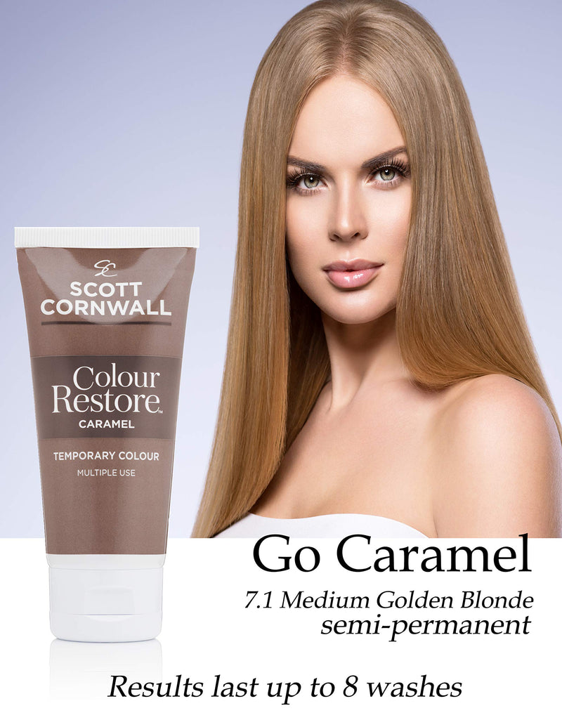 Scott Cornwall Colour Restore Caramel Temporary Toner Dye, Hair Toner Creates Warm Light Brown Sombre Tones 100 ml (Pack of 1) - BeesActive Australia