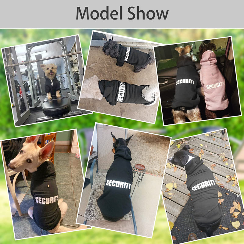 BINGPET Security Dog Hoodies Puppy Sweater Cold Weather Dog Coats Soft Brushed Fleece Pet Clothes Hooded Sweatshirt for Dog Cat X-Large (Chest Girth 34") Black - BeesActive Australia