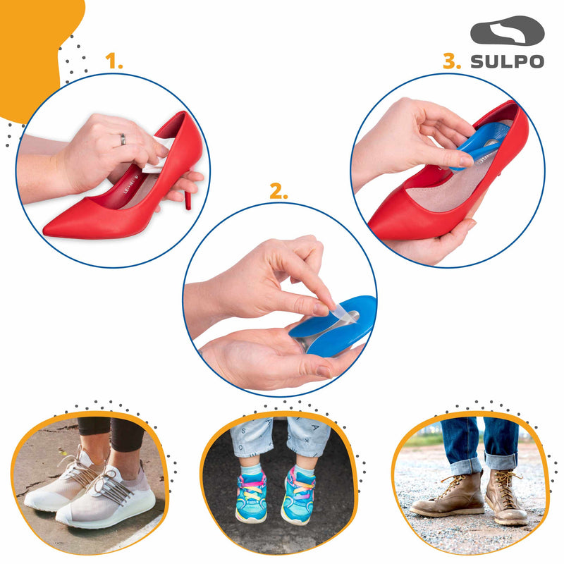 SULPO 2 Pairs Children's Gel Heel Protection Against Pressure Pain for Heel Spurs Heel Cushions U Shape Size 30-35 30 - 35 - BeesActive Australia