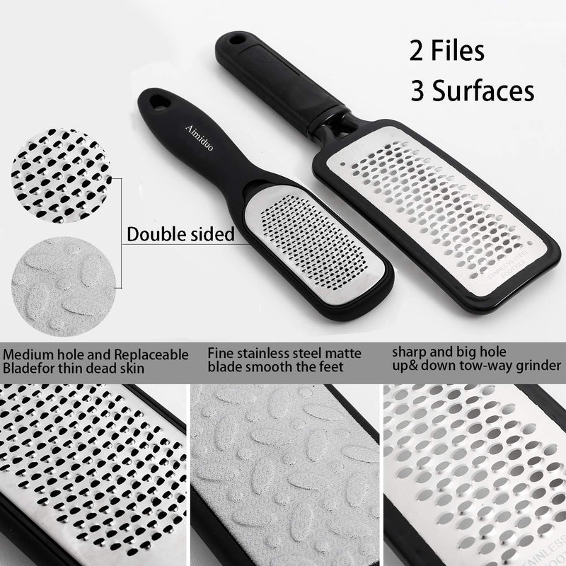 Foot File Callus Remover,Colossal Foot Rasp and Professional Foot Scrubber Pedicure Kit to Remove Hard Skin for Wet and Dry Feet,Surgical Grade Stainless Steel File (black and silvery) black and silvery - BeesActive Australia