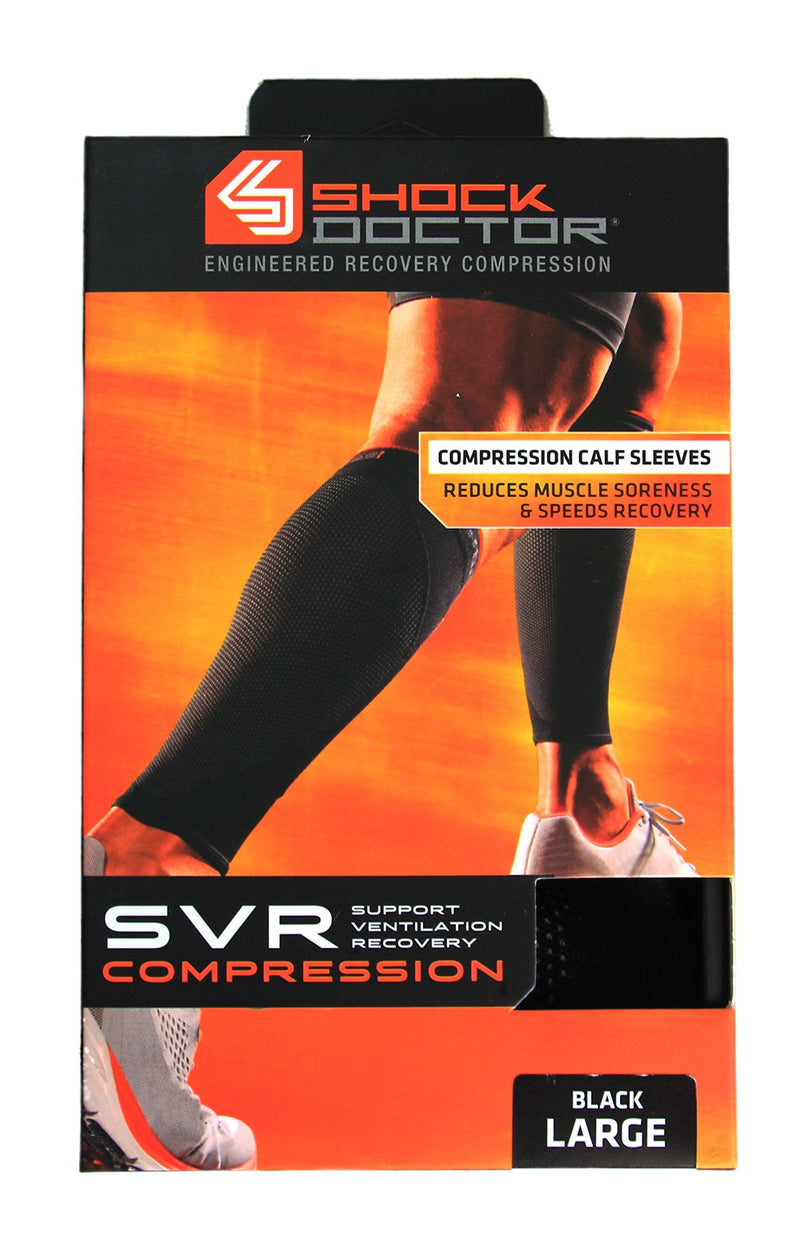 Shock Doctor SVR Recovery Compression Calf Sleeve, Black, Adult-Large - BeesActive Australia