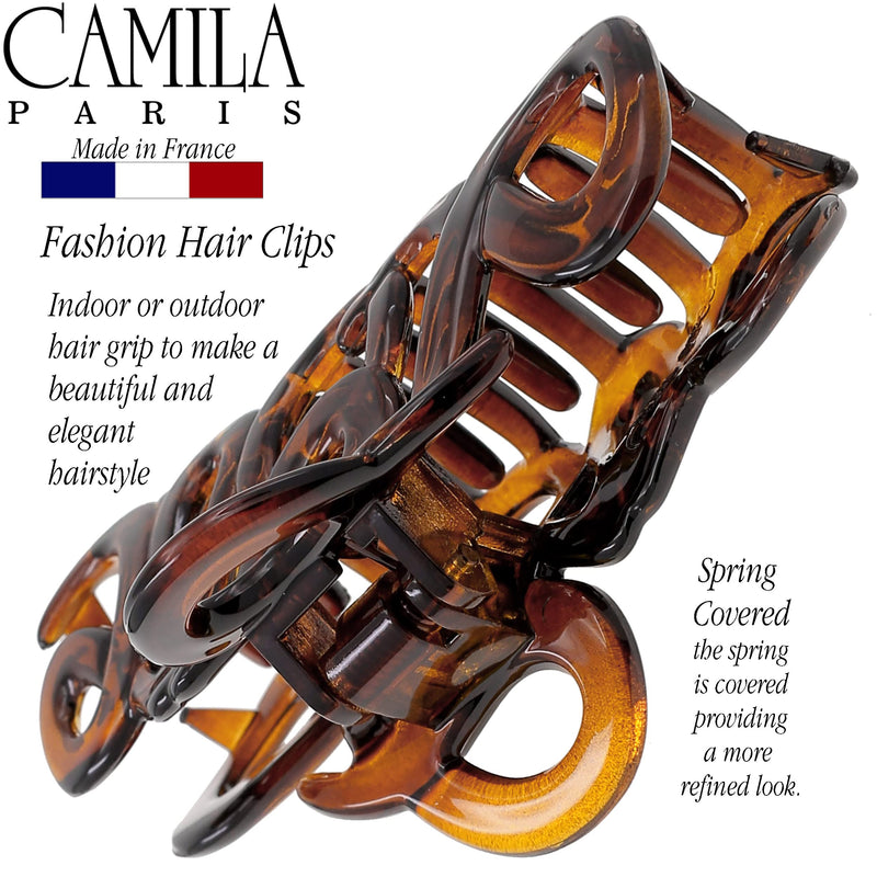 Camila Paris CP1380 French Hair Clip for Women, 3.25 inch Girls Hair Claw Clips Jaw Tortoise Cellulose, Fashion Durable and Styling Hair Accessories for Women, Strong Hold No Slip Grip, Made in France 3.23 Inch (Pack of 1) Brown - BeesActive Australia
