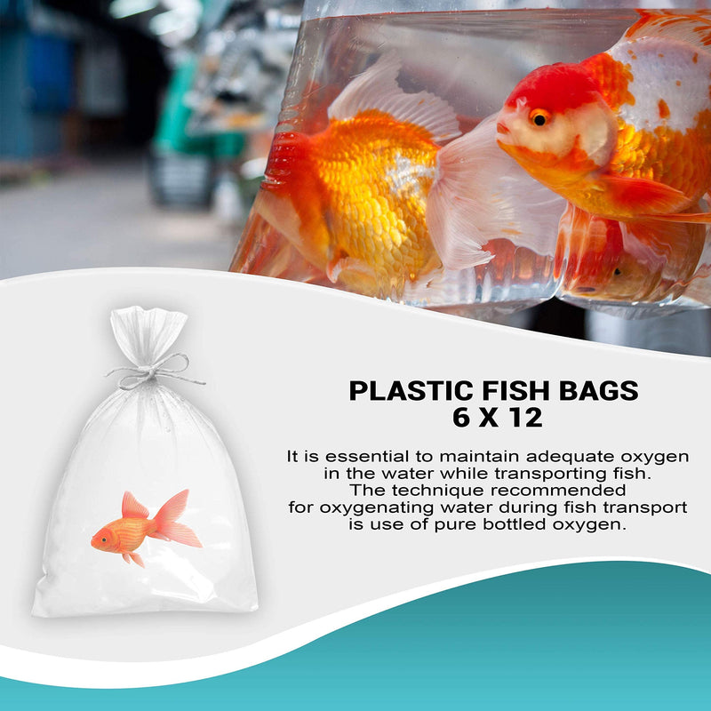 AMZ Aquarium Plastic Fish Bags, Clear Polyethylene Bags, Fish Packing Proofing Bags 6" x 12" / 50 Pack - BeesActive Australia