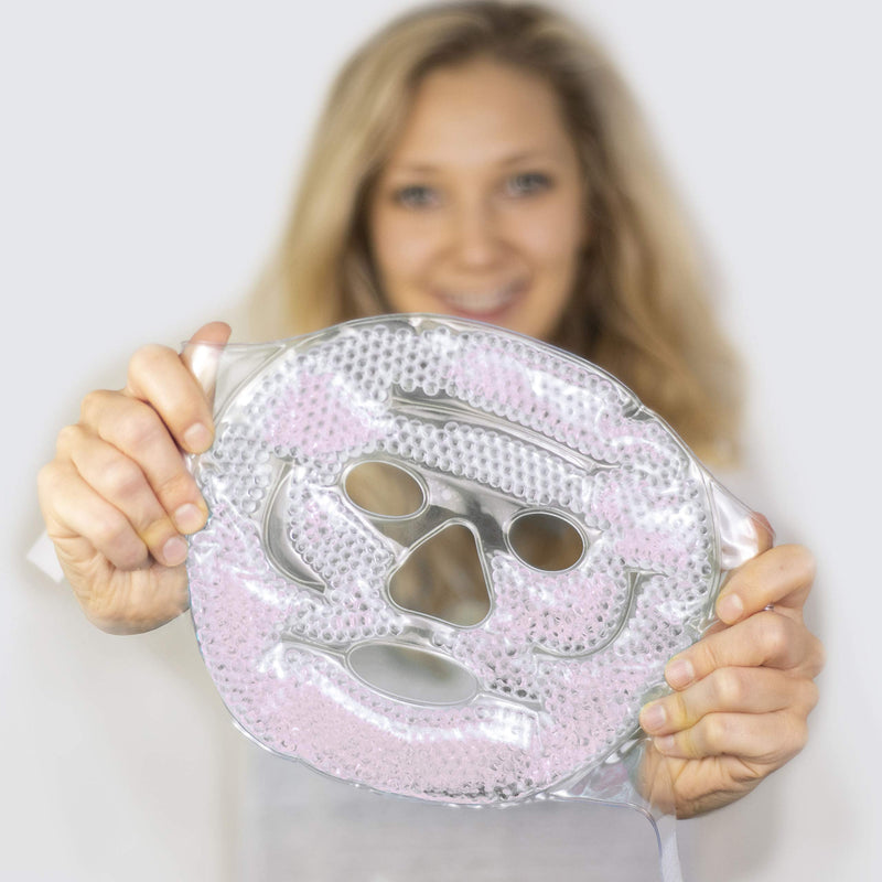 Cooling face mask & Eye Pads - Cool Gel Face Pack - Hot/Cold therapy Sinusitis Treatment - Soothing Ice Relaxation Decongestant - Migraine | Inflammation | Puffy Eyes | Headache | Hangover | Dry Eyes Pink - BeesActive Australia