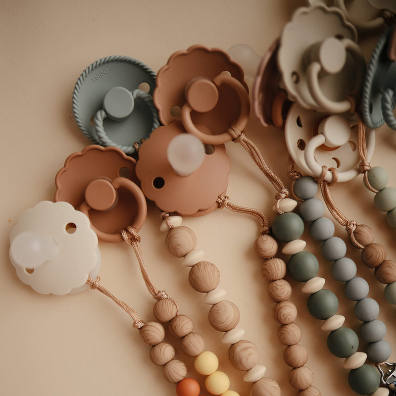 FRIGG Daisy SilkySoft Silicone Baby Pacifier | Made in Denmark | BPA-Free (Croissant/Portobello, 6-18 Months) Croissant/Portobello - BeesActive Australia