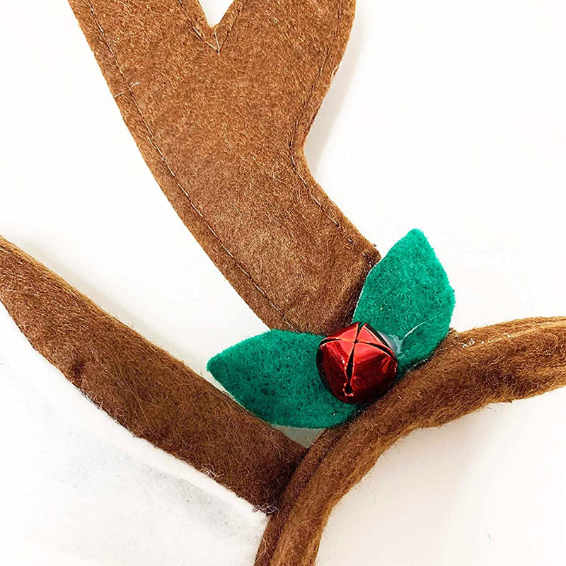Midlee Brown Reindeer Dog Antlers Headband with Jingle Bell- Pet Christmas Costume - BeesActive Australia