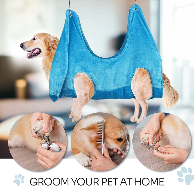 Dog Grooming Hammock – Practical Dog Grooming Set with Dog Hammock Bed, Comb, Dog Clippers, Nail File, Slings, S-Hooks – Dog Nail Hammock for Dog Nail Trimming/Clipping Eye/Ear Care Small Breeds - BeesActive Australia