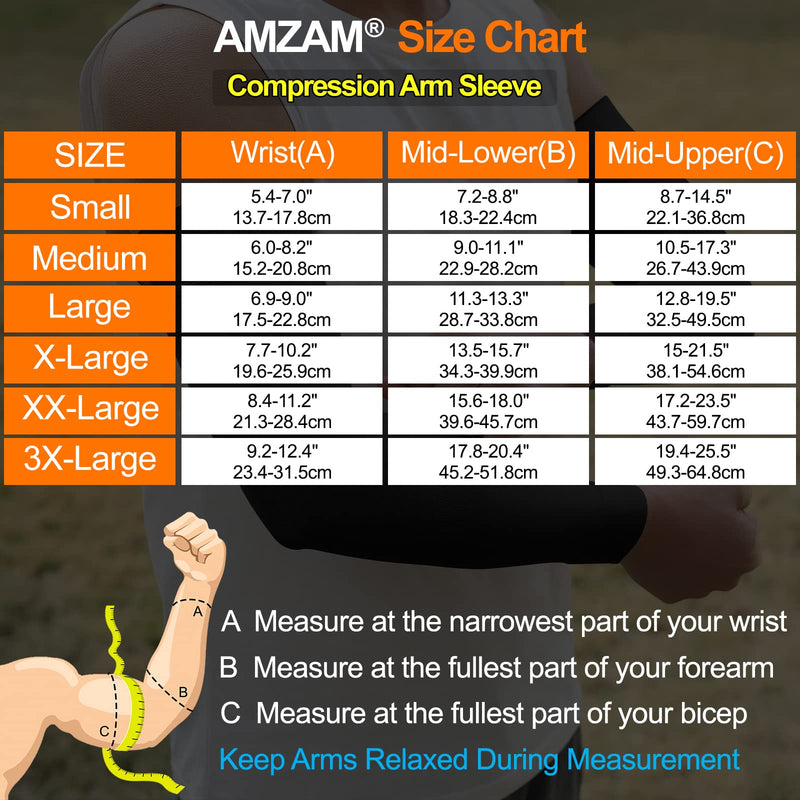 AMZAM® Medical Compression Arm Sleeve for Women & Men, 15-20 mmHg Graduated Compression Brace with Silicone Band for Pain Relief, Lymphedema, Edema, Swelling, Arthritis, Black 3XL 3X-Large (Single) Black (15-20 Mmhg) - BeesActive Australia