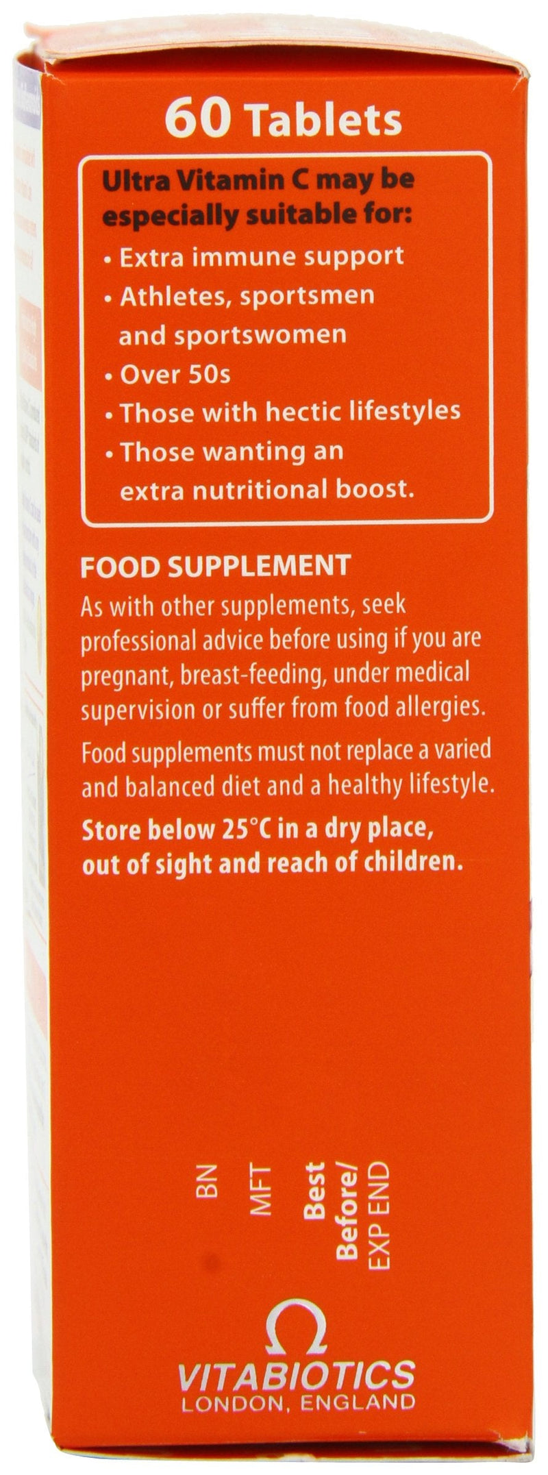 Vitabiotics Ultra Vitamin C Tablets (Ascorbic Acid) Sustained Release with Bioflavonoids - 60 Tablets - BeesActive Australia