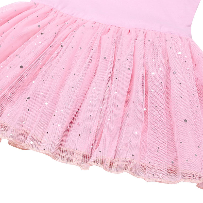 [AUSTRALIA] - iEFiEL Girls Classic Sparkle Tulle Long Sleeves Ballet Dance Tutu Dress Leotard Costume Pink 2 