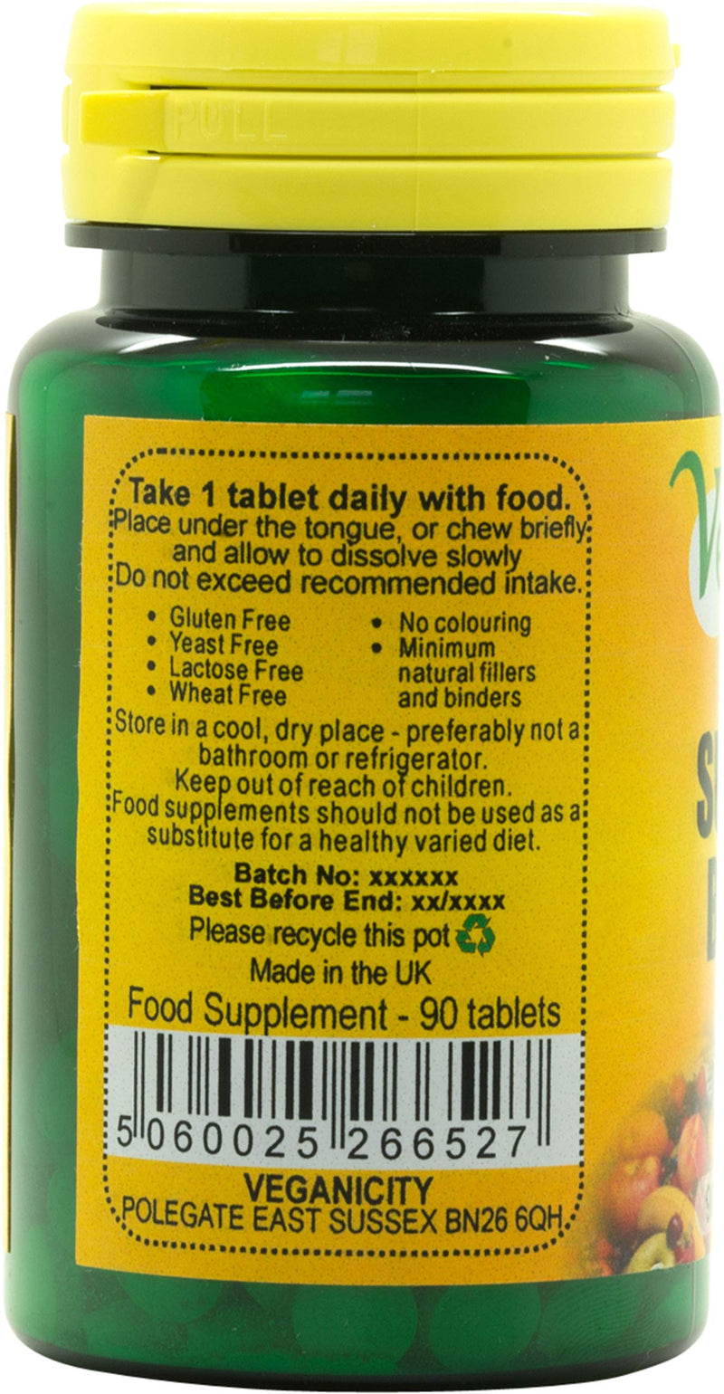 Veganicity B12 500�g Sublingual (Blackcurrant Flavour) : Vitamin B12 Supplement : 90 Tablets, in a Planet-Friendly 99% Recycled Pot - BeesActive Australia