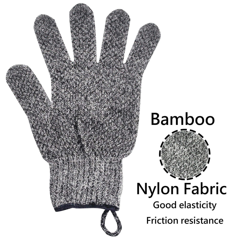 Exfoliating Gloves Charcoal - Exfoliating Gloves With Bamboo Charcoal - 1 Pair Charcoal Exfoliating Gloves For Men and Women (Exfoliating Gloves With Hanging Loop)(Body Scrub For Dry Skin) - BeesActive Australia