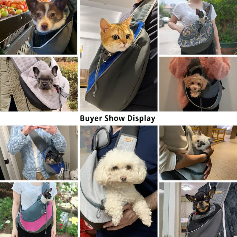 Cuby Pet Dog Sling Carrier Breathable Mesh Hand Free Adjustable Travel Safe Sling Bag Carrier for Puppy Dogs Cats L（12-17 lbs） Black - BeesActive Australia