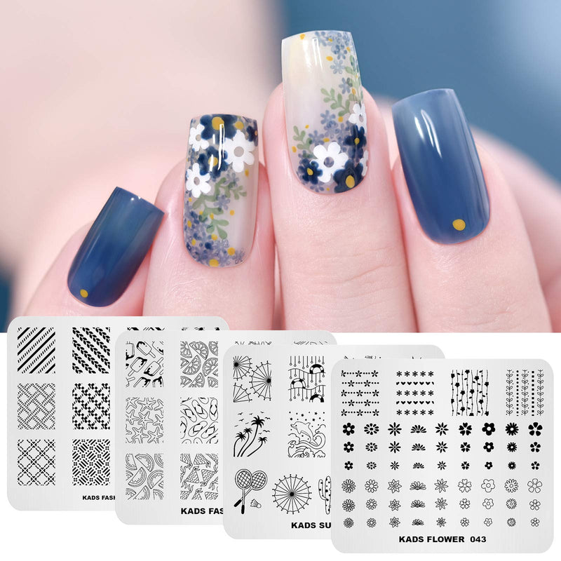 KADS 20Pcs Nail Stamp Plates set Nails Art Stamping Plates Leaves Flowers Animal Chinese Style Nail plate Template Image Plate - BeesActive Australia