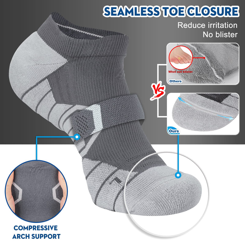 Hylaea Athletic Running Socks Cushion Padded Moisture Wicking Low Cut 3 Pairs Black Grey White Small - BeesActive Australia
