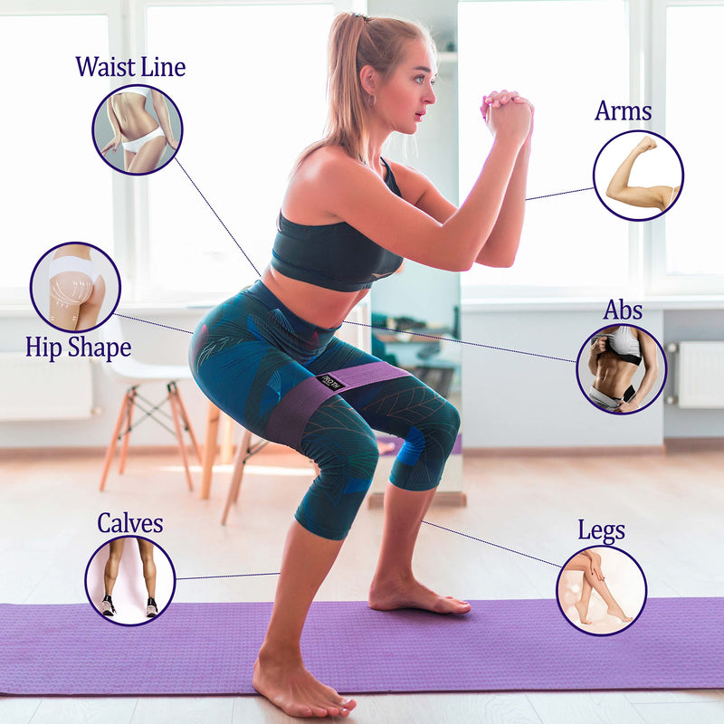 TROTH Resistance Bands Set - Resistance Band Women, Booty Exercise Band, Resistance Bands Set Men, Home Gym Strength Training Equipment, Fitness Accessories for Pilates, Squat, Yoga & Pull Up Workout Green, Pink, Purple - BeesActive Australia