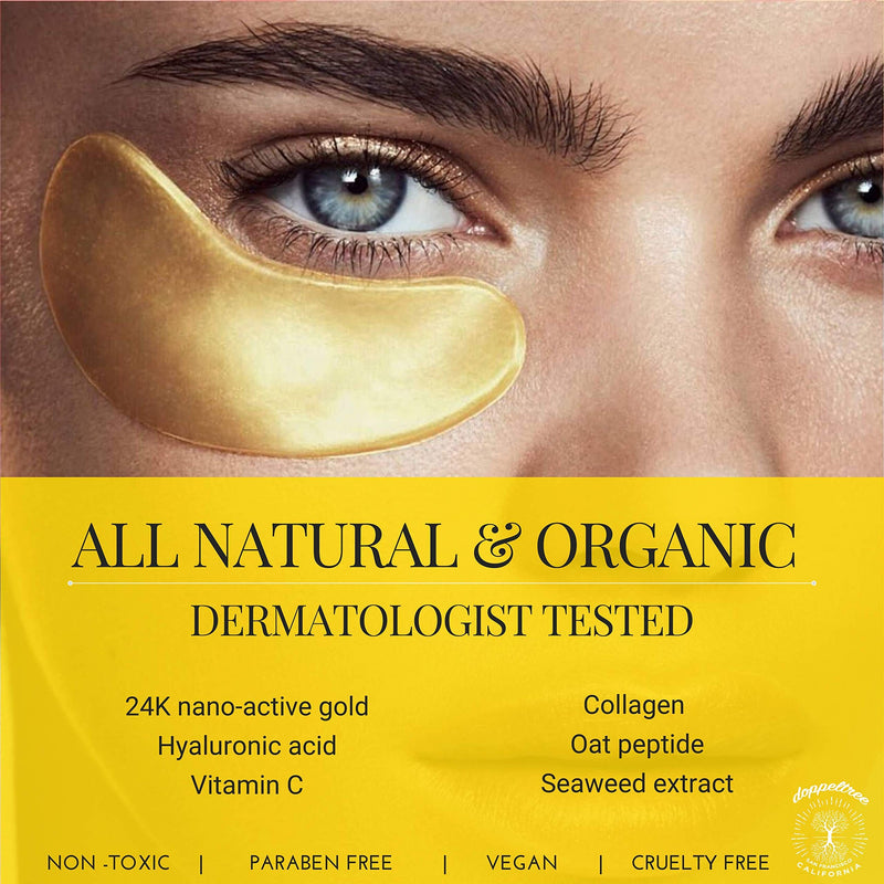 Under Eye Patches & Masks (18 Pairs) - All Natural Anti Aging Treatment for Bags, Puffiness, Wrinkles, & Dark Circles - 24K Gold, Collagen, Hyaluronic Acid, Hydrogel - Formulated in San Francisco - BeesActive Australia