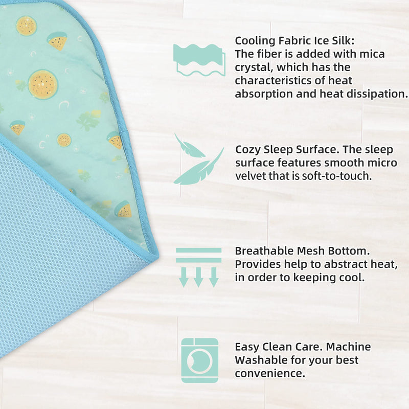 NWK Pet Cooling Mat - Ice Silk Cooling Mat for Dogs & Cats, Portable & Washable Pet Cooling Blanket, Car Seats, Beds and More in Summer, Keep Pet Cool from Heatwave Green Fruit Large - BeesActive Australia