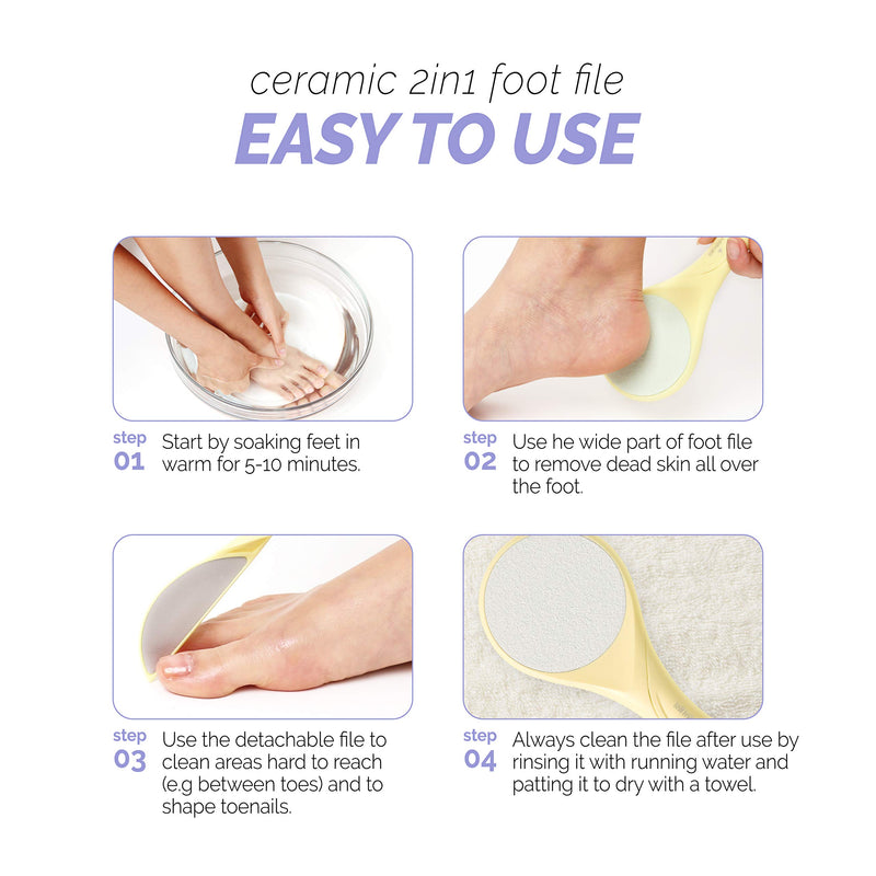 F3 Systems 2-in-1 Ceramic & Stainless Foot File, Multi Use Foot Care Tool, Dead Skin Cell, Corn Removal Set,Effective for Cracked Heel,Ergonomic Design,Foot Scrubber,Professional Foot File, Exfoliator - BeesActive Australia