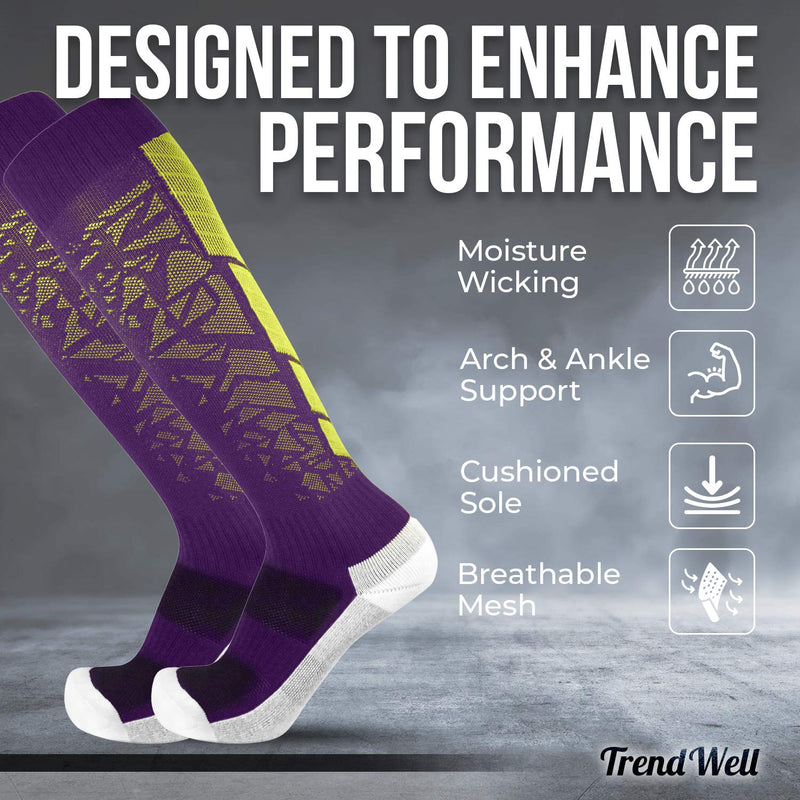 Elite Performance Athletic Socks - Over The Calf Purple Medium - BeesActive Australia