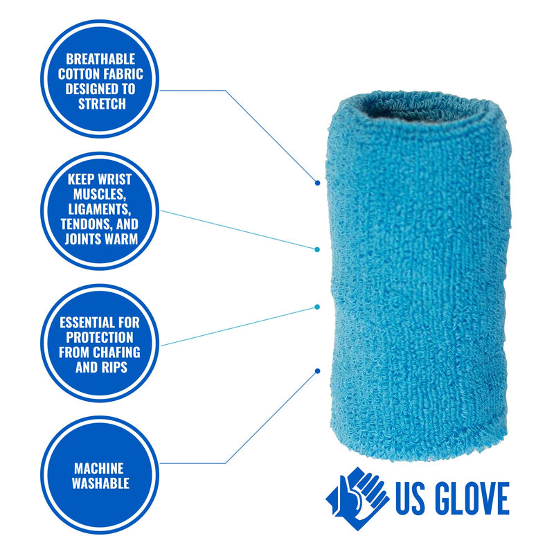 US Glove Cotton Sports Wristband - Golf Accessories for Men & Women - 2 PCS Moisture Wicking Athletic Cotton Terry Cloth Sweatband for Gymnastics - Wrist Bands for Working Out 4.5 inch White - BeesActive Australia