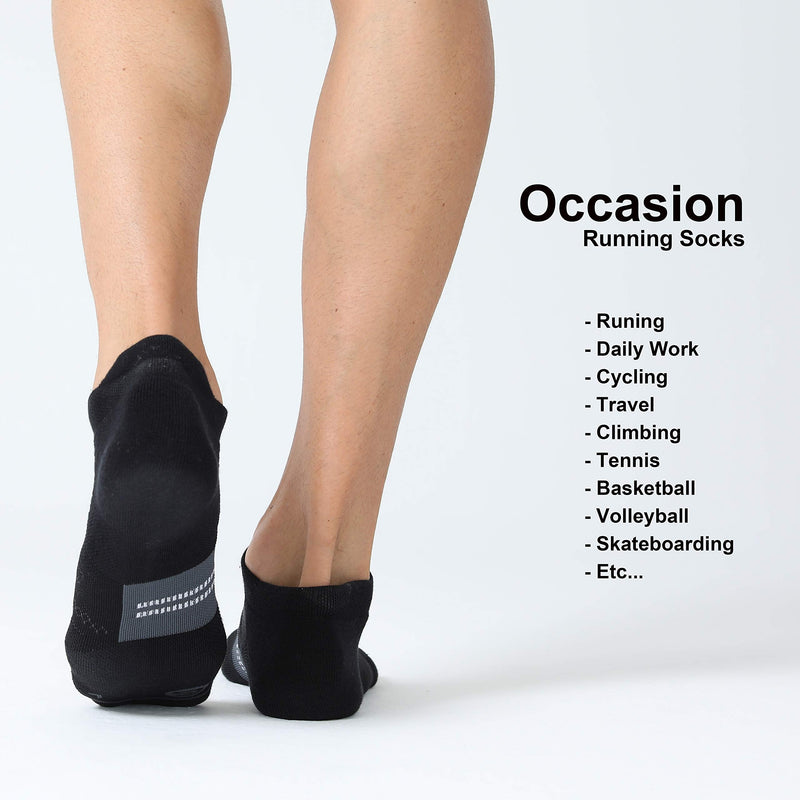 6 Pack Men's Running Ankle Socks with Cushion, Low Cut Athletic Tab Sport Socks Black + Grey Large - BeesActive Australia