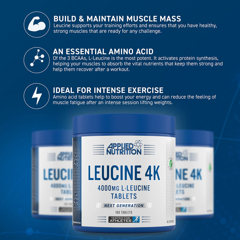 Applied Nutrition Leucine 4K - 400mg L-Leucine Amino Acids Tablets (160 Tablets - 40 Servings) - BeesActive Australia