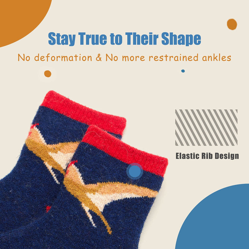 Boys Wool Socks Kids Winter Warm Socks Thicken Thermal Crew Socks for Boys 6 Pairs 3-5T Dinos 6 Colors - BeesActive Australia