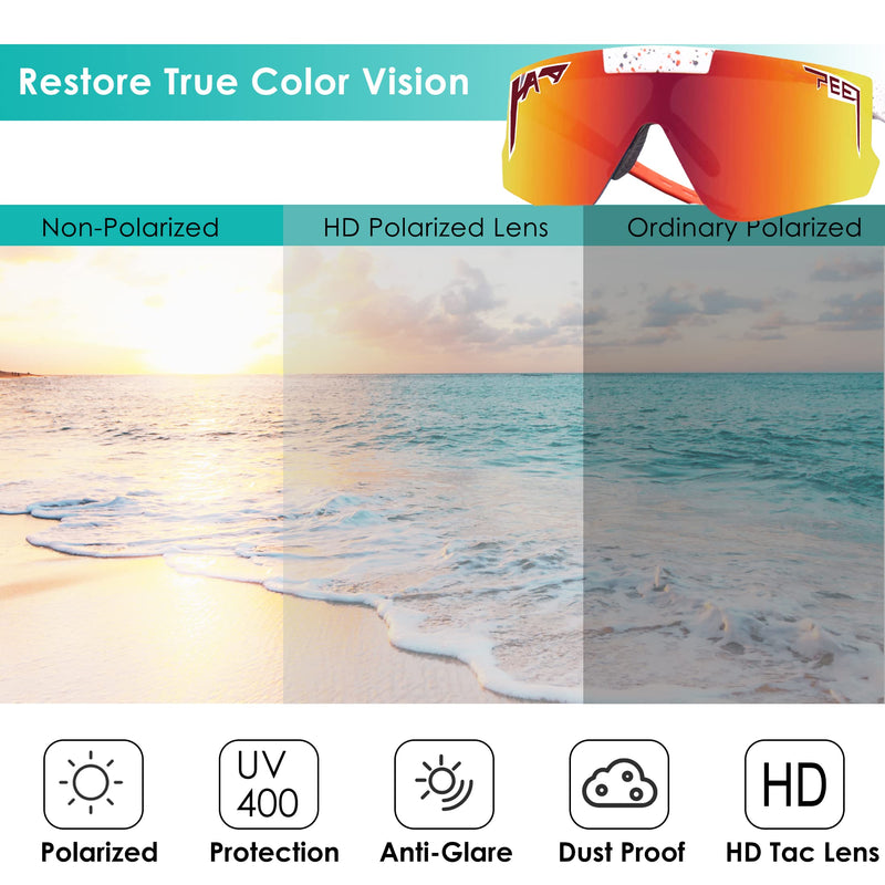 Mgiesg Polarized Sports Sunglasses for Women Men, Flip-Offs Baseball Sunglasses, Cycling Mountain Bike UV400 Orange - BeesActive Australia