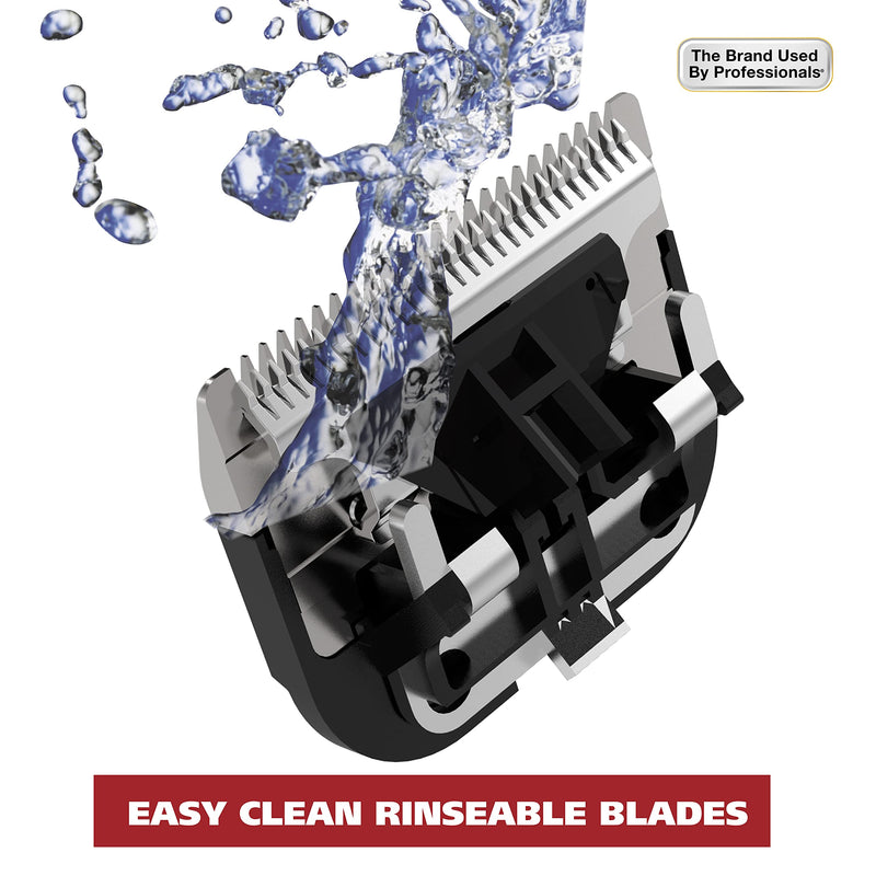 Wahl Clipper Rechargeable Pet Clipper Kit with Rinseable Stainless Steel Precision Blades for Hygienic Grooming at Home, with Premium Stainless Steel Detangling Comb and Scissors - Model 9179 - BeesActive Australia