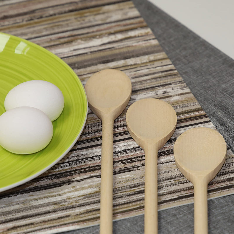 BICB Oval Wooden Spoons for Cooking, Pack of 6 (12-Inch Long) Solid Natural Beechwood Cookware for Stirring, Mixing, Tasting, Serving Food, Craft, Sturdy, Durable, Extra-Strength - BeesActive Australia