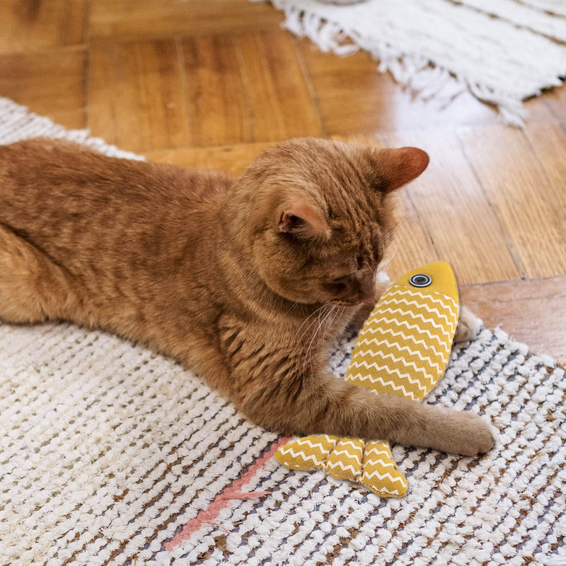 Homelifthub Cat Pillow Toy for Indoor Cats Fluffy Cat Calming Toy, Soft Cat Catnip Toys Pillow, Linen Chew Kitten Toy, Cute Fish Pillow for Cat Sleeping 3pack (red+yellow+grey) - BeesActive Australia