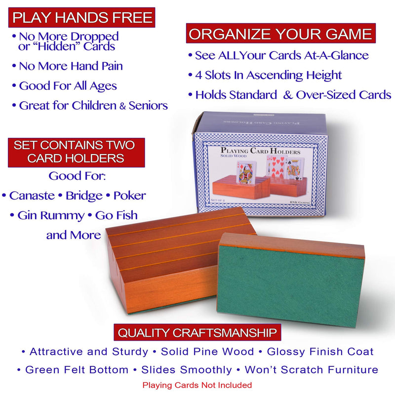RNK Gaming Wooden Playing Card Holders Set of 2 Tray Racks - Organizer for Kids & Seniors - BeesActive Australia