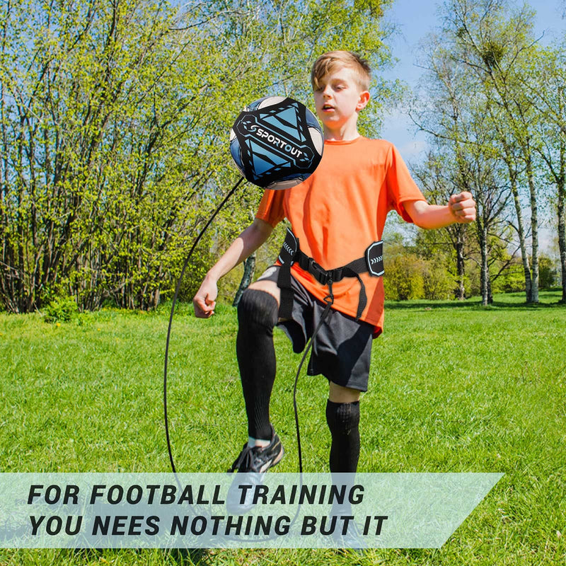 Sportout Hands Free Solo Soccer Trainer, Kick Trainer, Soccer Training Aid Widened Side Waist Protection, Two-Way Adjustment of Belt Length, Fit for Balls Size 3 4 5, Kids and Adults Blue - BeesActive Australia