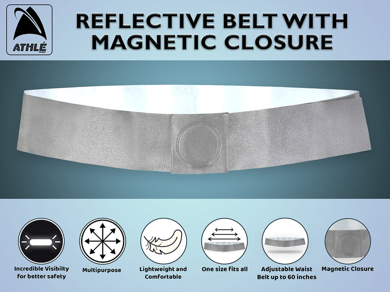 Athle Sport Reflective Belt with Magnetic Closure - High Visibility Magnetic Belt - One Size Fits All - Reflective Running Gear - BeesActive Australia