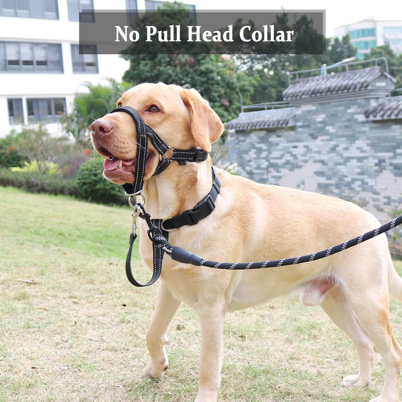 Dog Head Collar, No Pull Head Halter with Soft Padding, Durable Headcollar for Medium Large Dogs, Free Training Guide Included Red Pad/ Black - BeesActive Australia