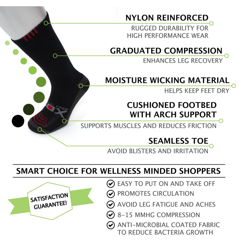 [AUSTRALIA] - Easy Fit Compression Socks | Big & Tall Mens Black (1 pair) | 8-15 mmHg | Size 13-16 