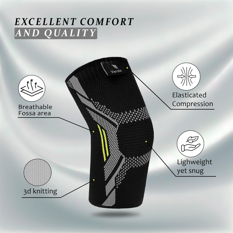 VEROLO Elbow Brace for men | Pack of 2 Compression Arm sleeve Elbow support for Men & Women- Tennis Elbow Brace | Pain Relief, and Elbow Sleeve weightlifting (Small, BLACK) Small - BeesActive Australia